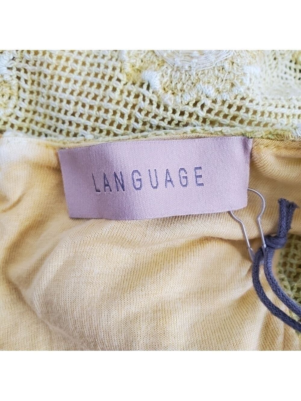 LANGUAGE DRESS SLEEVELESS FRINGE MUSTARD YELLOW EMBROIDERED FLORAL WOMANS ( XL ) - Picture 14 of 15